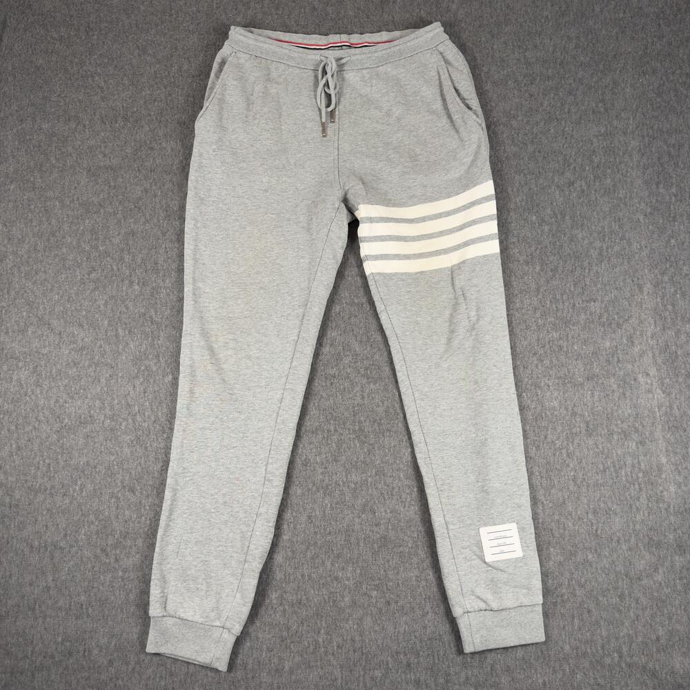 Thom Browne Sweatpants Mens Small Gray French Terry 4 Bar Stripe Joggers Japan